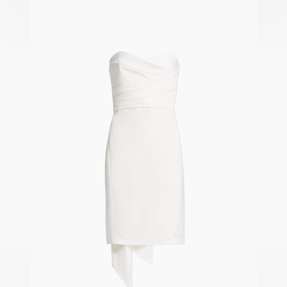 Amsale Strapless Silk Faille Bow Dress